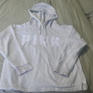 PINK Victoria's Secret Women's Light Gray Hoodie